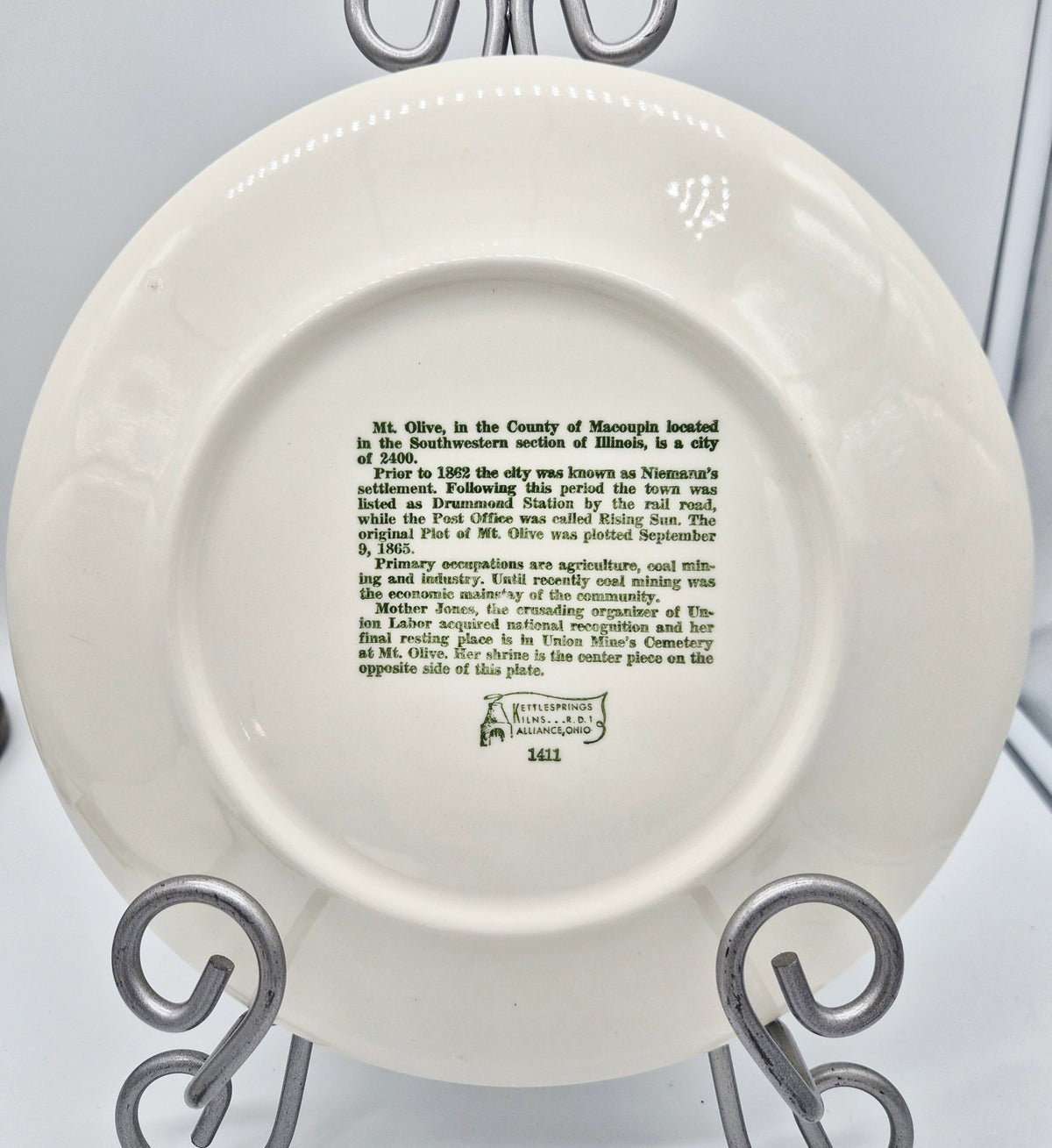 Mt Olive mother Jones monument decorative plate