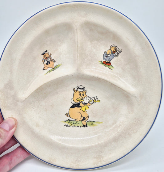 1930s three little pigs divided plate