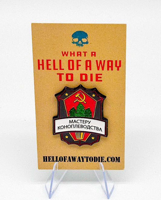 A recreation of the Master hemp grower soviet pin